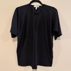 COS Short Sleeve Black Pleated Top